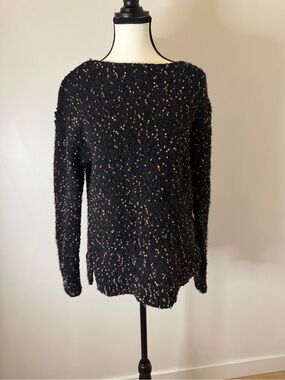 BLACK SPECKLE KNIT SWEATER